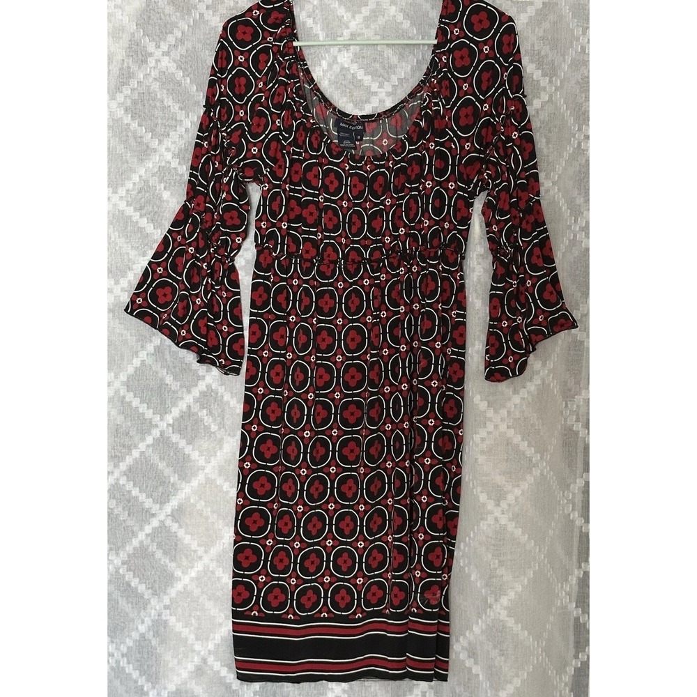Max Edition Knit Dress Womens Medium‎ Y2K Holiday Red Retro Babydoll Boho Office
